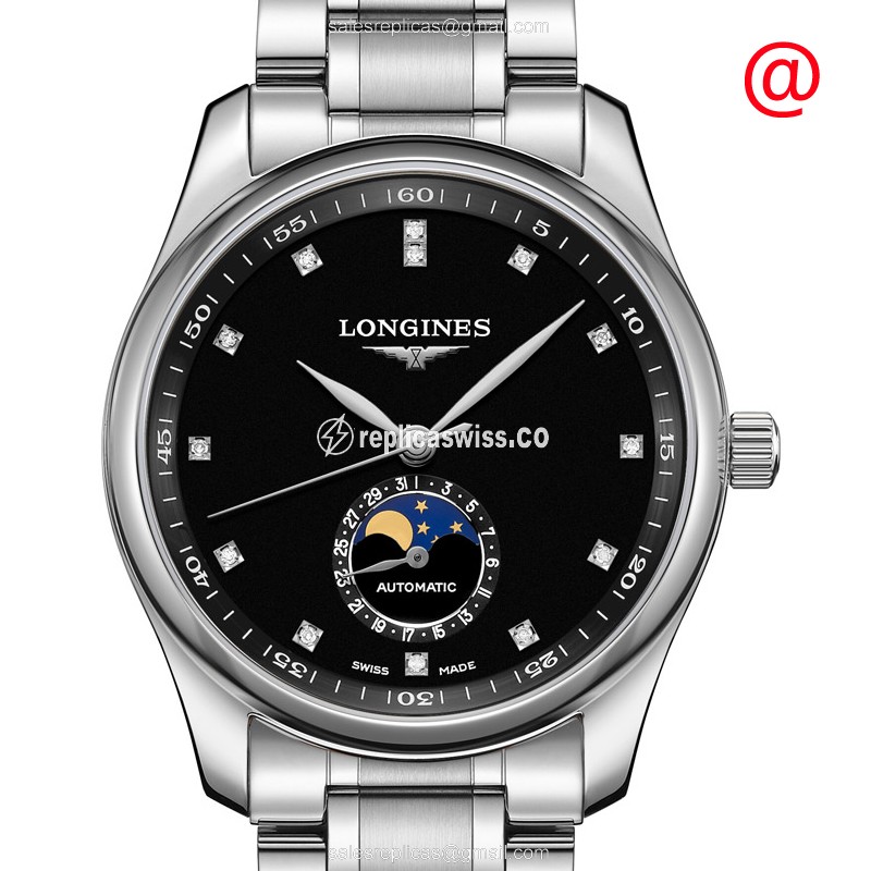 Longines L2.909.4.57.6 Replica - Automatic - Black Dial on Silver Steel Strap - Luxury Replica MASTER Watch