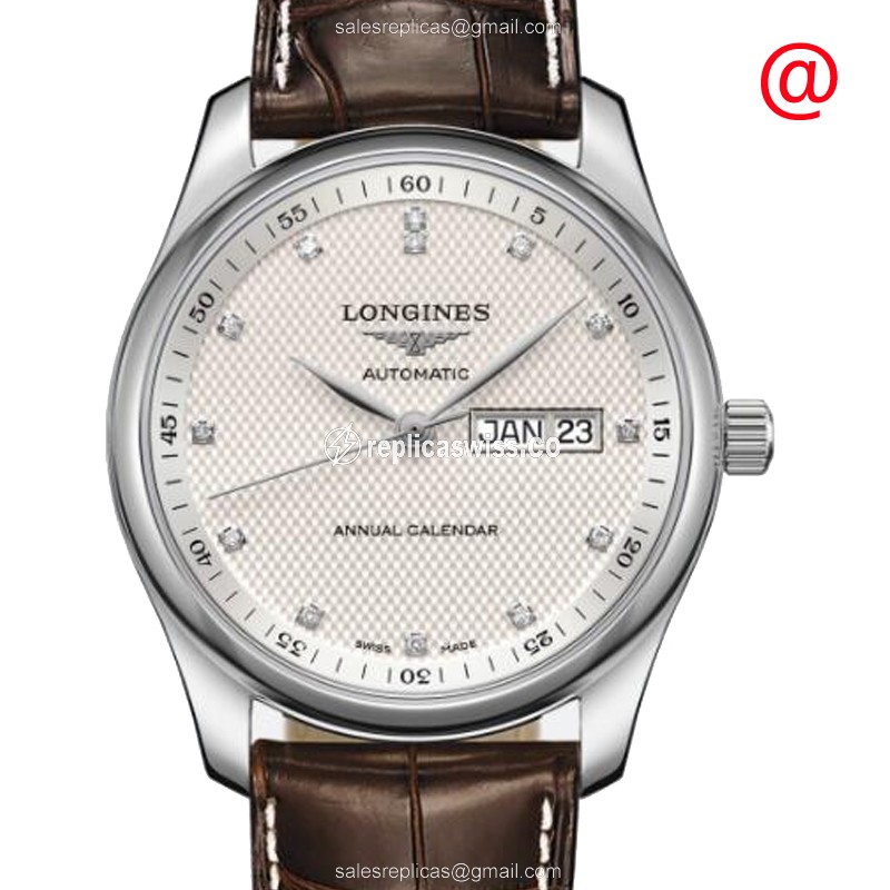 Longines L2.910.4.77.3 Replica | Automatic | Steel | Silver Dial | Brown Alligator