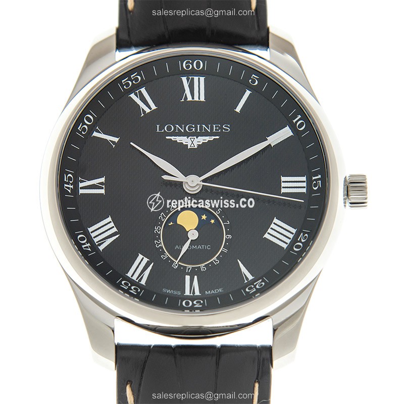 Longines L2.919.4.51.7 Replica - Automatic - Steel Case - Black Dial - Leather Strap