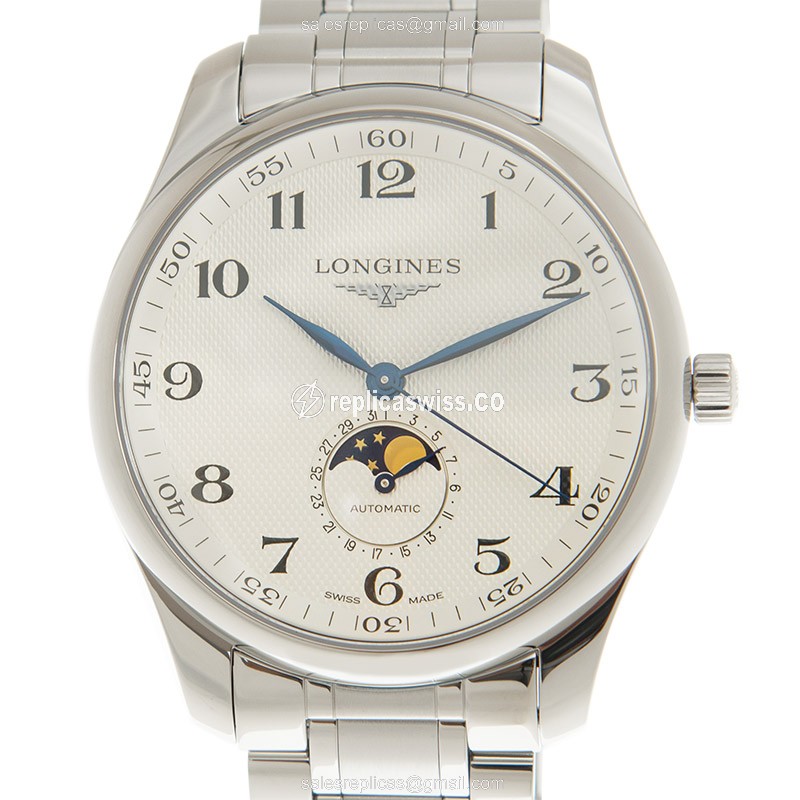 Longines L2.919.4.78.6 Replica - Automatic - Stainless Steel - White Dial - Silver Steel - Luxury Replica MASTER Watch
