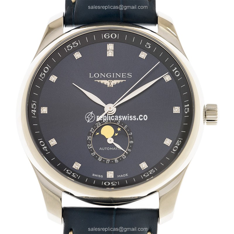 Longines L2.919.4.97.0 Replica - Automatic - Blue Dial, Alligator Strap