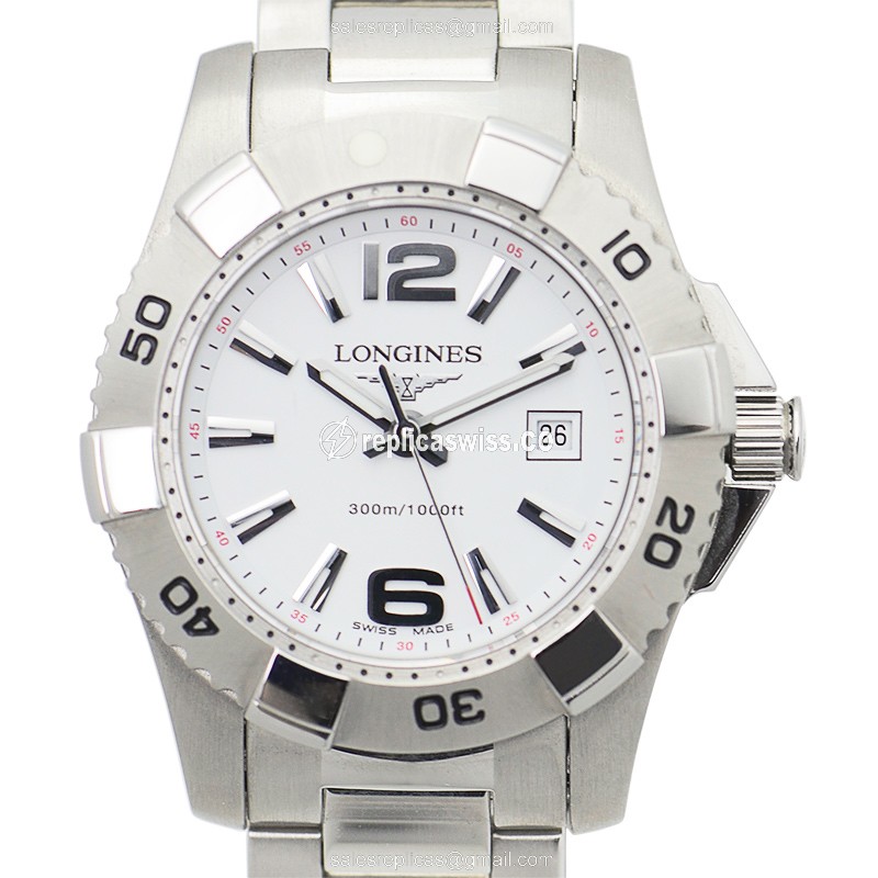 Longines CONQUEST Quartz Replica - White Dial, Steel Case | Silver Clasp, Steel Strap