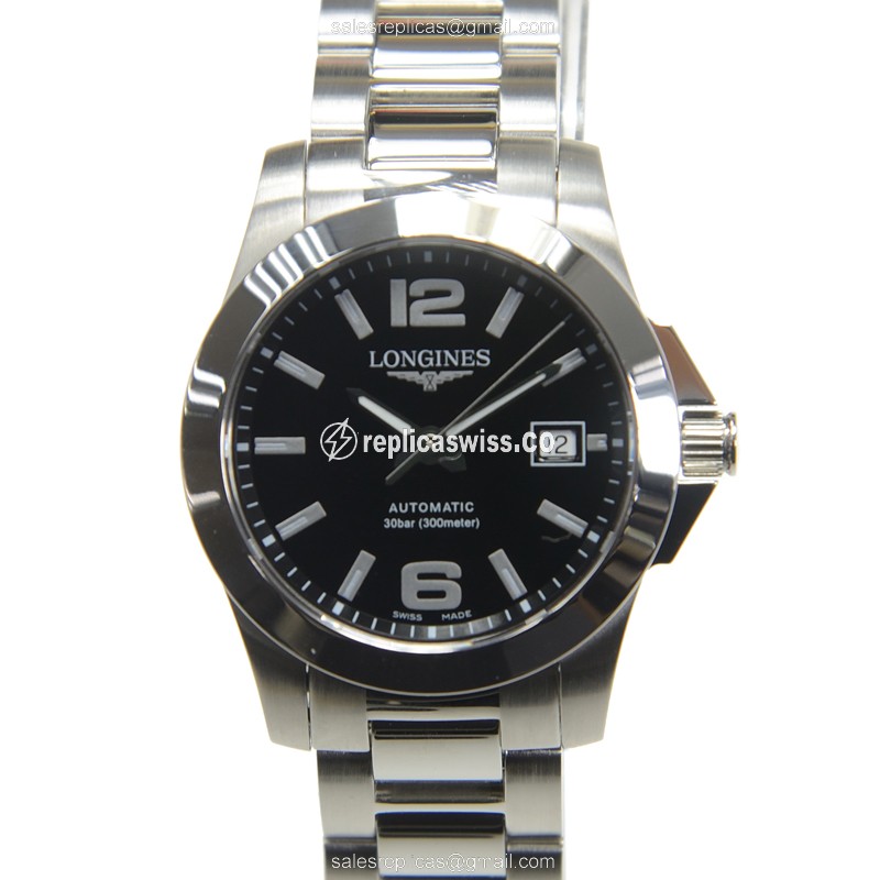 Longines Conquest Replica Watch - Quartz - Steel - Black Dial - Luxury Replica CONQUEST Watch