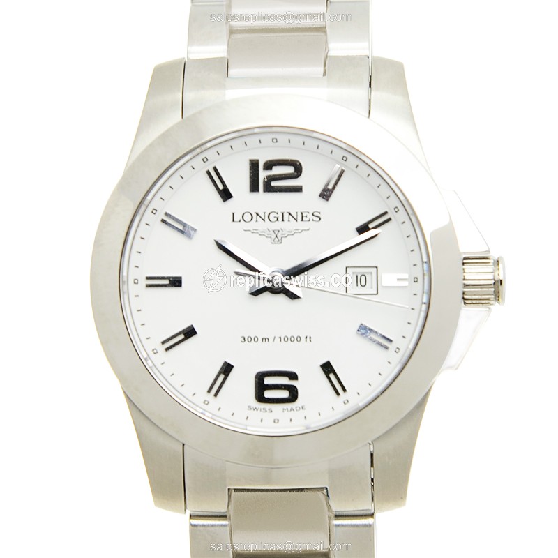 Longines CONQUEST Quartz - Stainless Steel - White Dial - Silver Clasp - Luxury Replica CONQUEST Watch