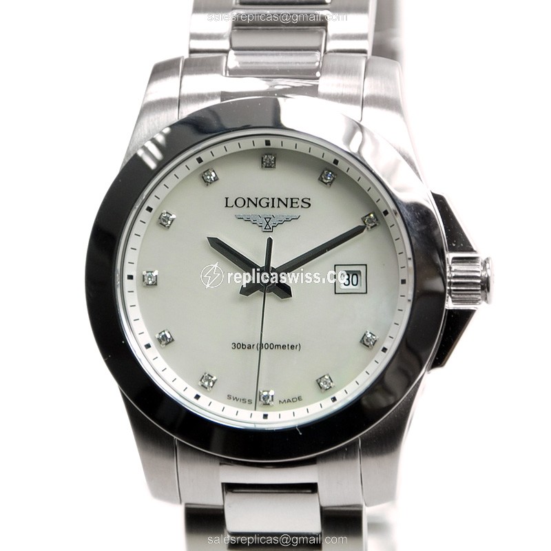 Longines CONQUEST Replica - Quartz - Stainless Steel - White Dial, Silver Clasp