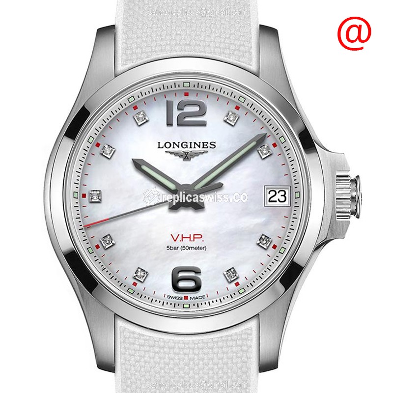Longines CONQUEST Quartz - White Dial, Stainless Steel - Rubber Strap, Buckle Clasp