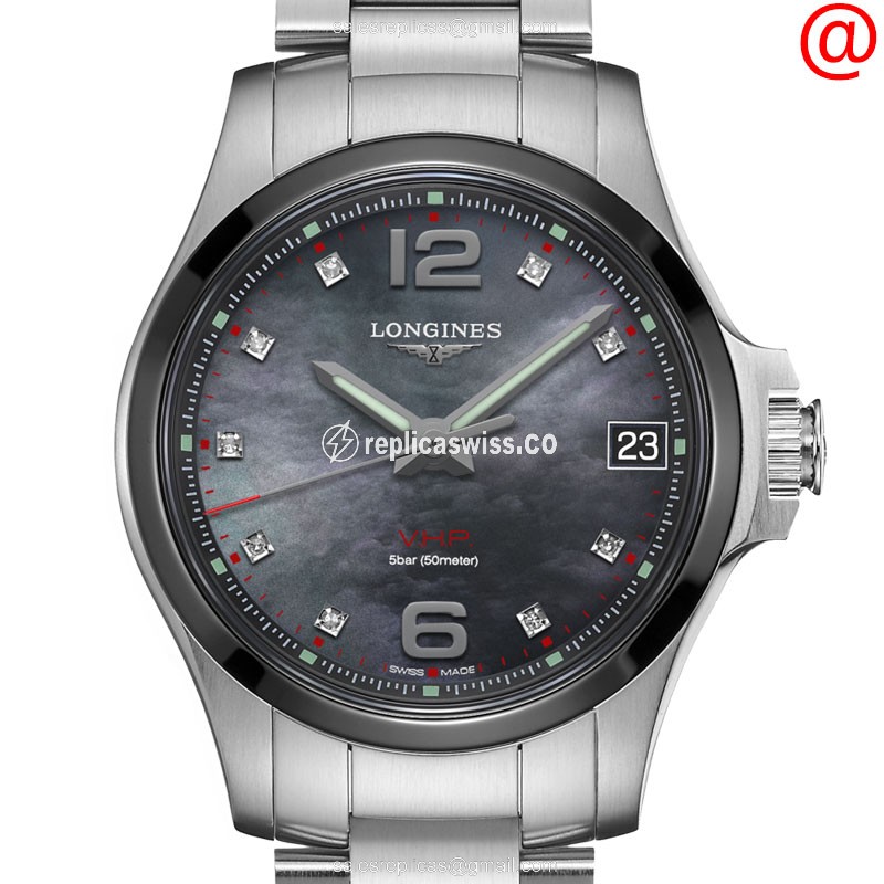 Longines CONQUEST Quartz - Steel Case, Black Dial, Silver Clasp & Strap