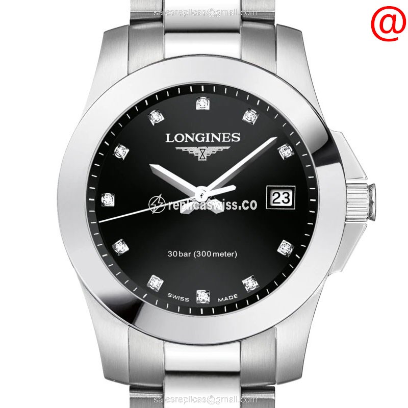 Longines CONQUEST Quartz - Black Dial, Steel Case, Silver Clasp - Luxury  Watch