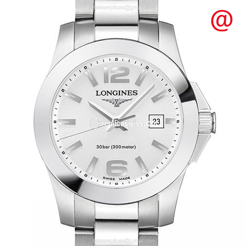Longines CONQUEST Replica - Quartz - Stainless Steel Case - Silver Dial - Steel Strap - Luxury Replica CONQUEST Watch