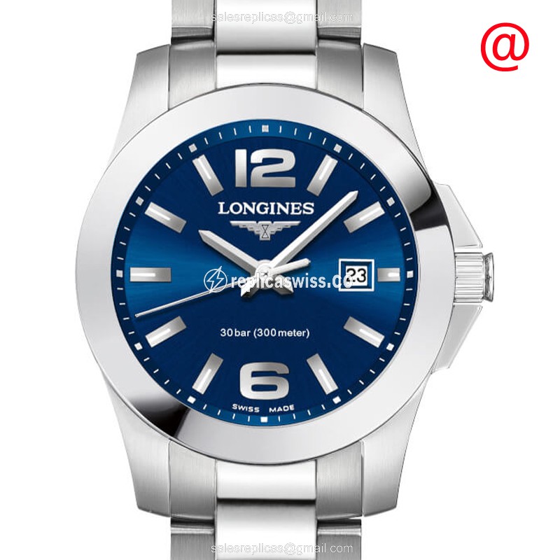 Longines CONQUEST Quartz Replica - Blue Dial, Steel Case, Silver Clasp