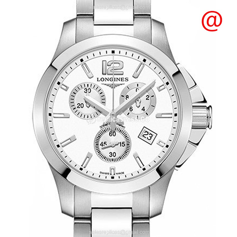 Longines CONQUEST Quartz Replica - Steel Case - White Dial - Silver Clasp - Luxury Replica CONQUEST Watch