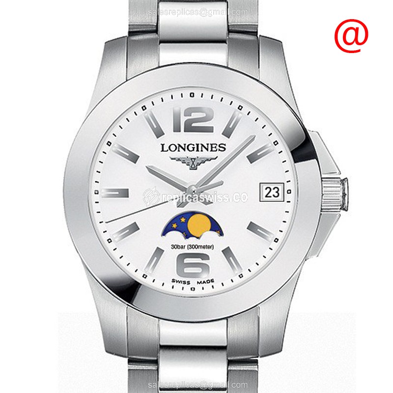 Longines CONQUEST Quartz - White Dial, Steel Case, Silver Clasp - Luxury Replica CONQUEST Watch