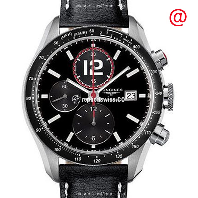 Longines LA GRANDE Replica - Automatic - Steel Case - Black Dial on Leather Strap