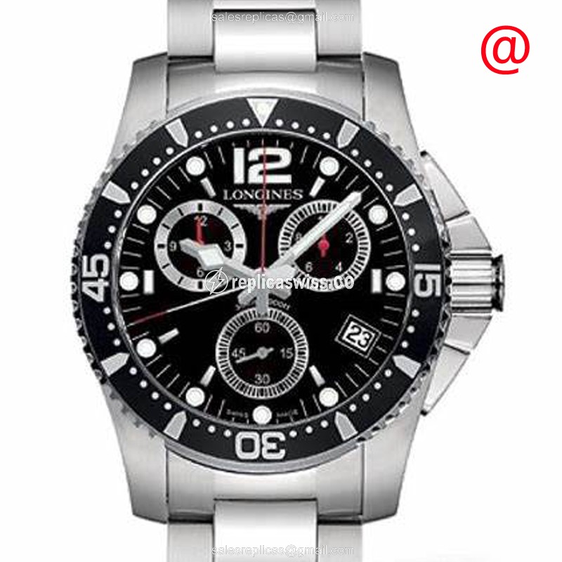 Longines CONQUEST Replica - Quartz - Black - Steel Case - Silver Clasp & Strap - Luxury Replica CONQUEST Watch