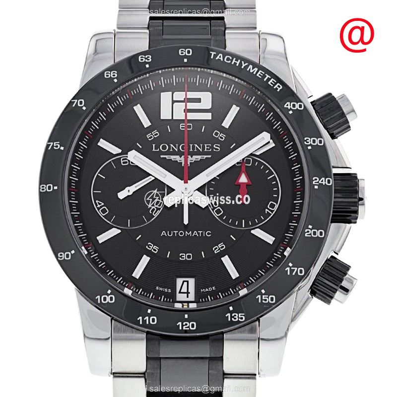 Longines Heritage Classic - Automatic - Black Dial - Steel Case - Black Strap - Luxury Longines Replica Watch