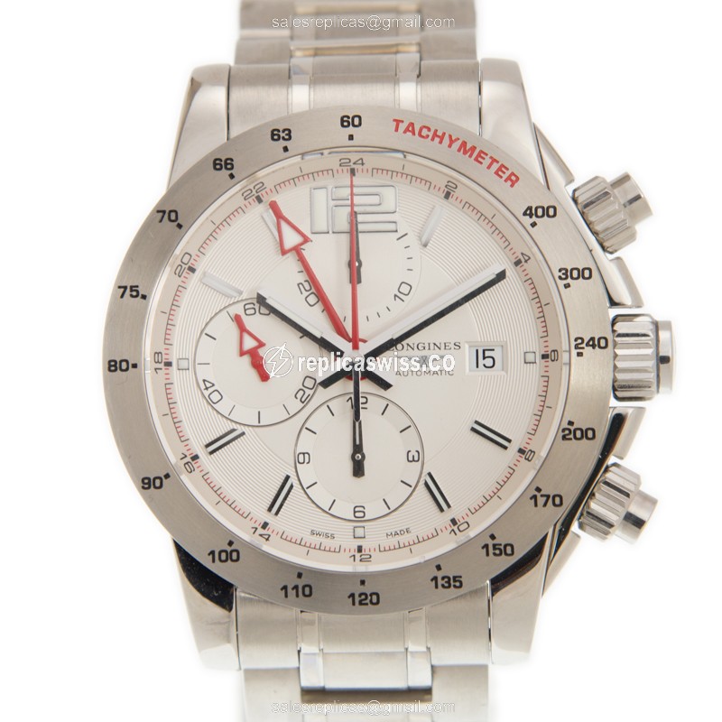 Longines Conquest Replica - Automatic - Stainless Steel Case - White Dial, Silver Clasp & Steel Strap - Luxury Replica CONQUEST Watch