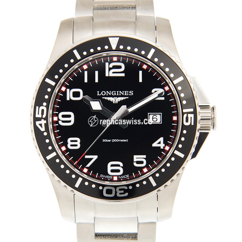 Longines CONQUEST Replica - Quartz - Stainless Steel - Black Dial - Silver Clasp