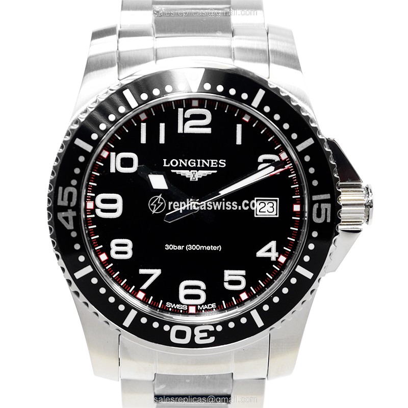 Longines CONQUEST Quartz - Black Dial, Steel Case, Silver Clasp
