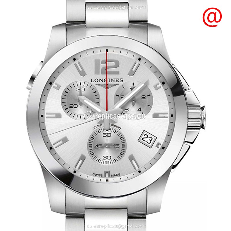 Longines CONQUEST Quartz Replica - Steel Case, Silver Dial - Clasp, Steel Strap - Luxury Replica CONQUEST Watch