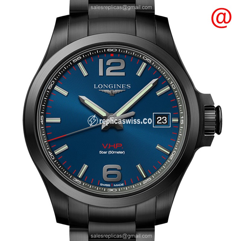 Longines CONQUEST Replica - Quartz - Stainless Steel - Blue Dial, Black Steel Clasp