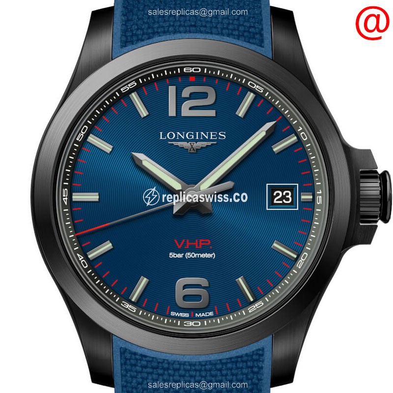 Longines CONQUEST Quartz - Steel Case, Blue Dial, Rubber Strap
