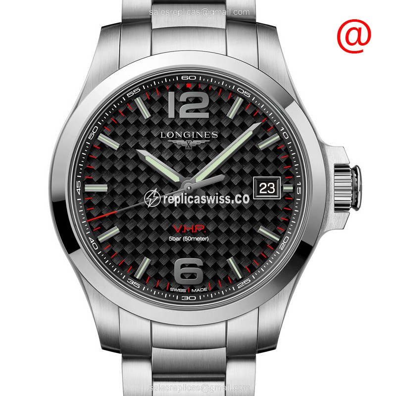 Longines CONQUEST Replica - Quartz - Stainless Steel Case - Black Dial - Silver Clasp - Luxury Replica CONQUEST Watch