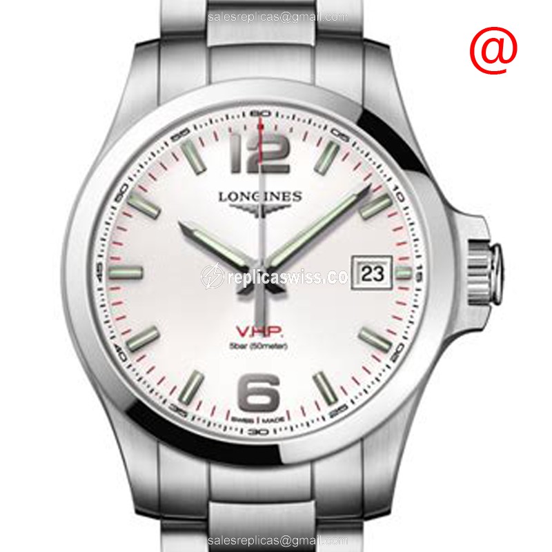 Longines CONQUEST Quartz Replica - Steel Case, Silver Dial, Clasp - Silver Strap - Luxury Replica CONQUEST Watch