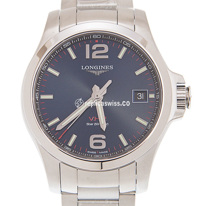 Longines CONQUEST Quartz - Blue Dial - Steel Case - Silver Strap - Clasp