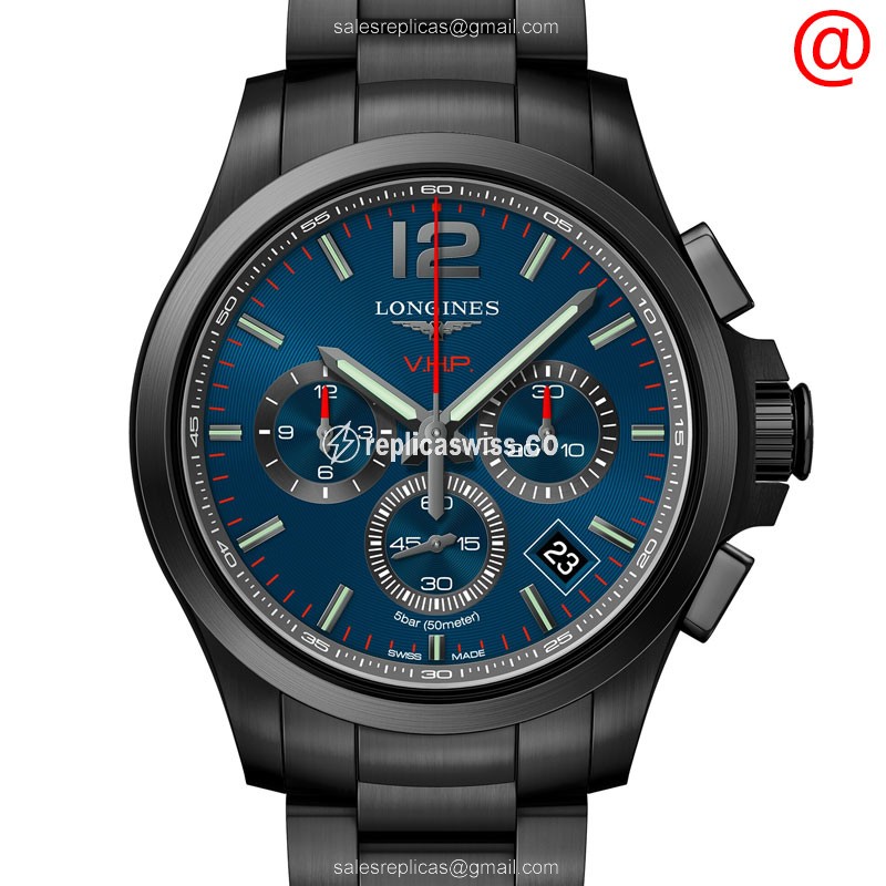 Longines CONQUEST Replica - Quartz - Stainless Steel - Blue Dial - Black Steel Strap - Luxury  Watch