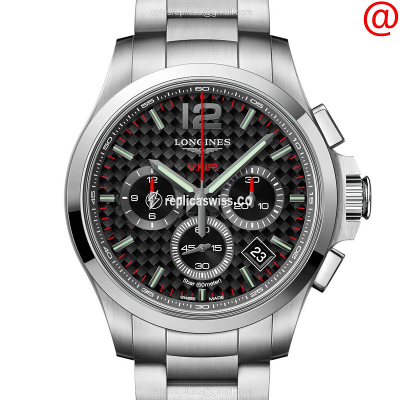 Longines Conquest Replica - Quartz - Steel Case, Black Dial - Silver Steel Strap - Luxury Replica CONQUEST Watch