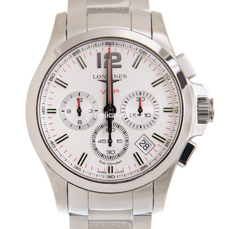 Longines CONQUEST Quartz Replica - White Dial on Steel Strap