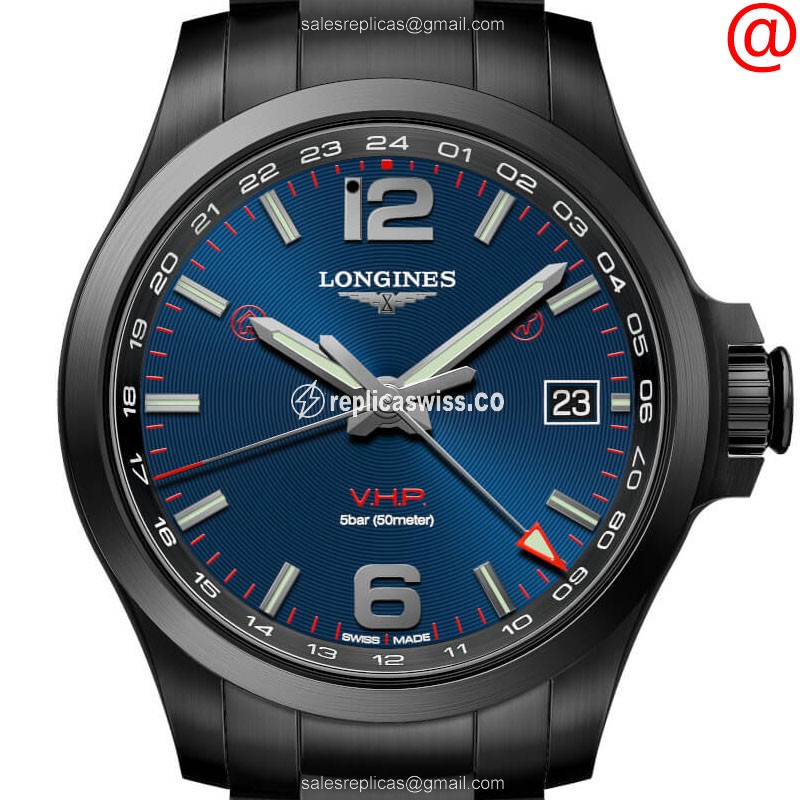Longines CONQUEST Replica - Quartz - Stainless Steel - Blue Dial, Black Steel Strap