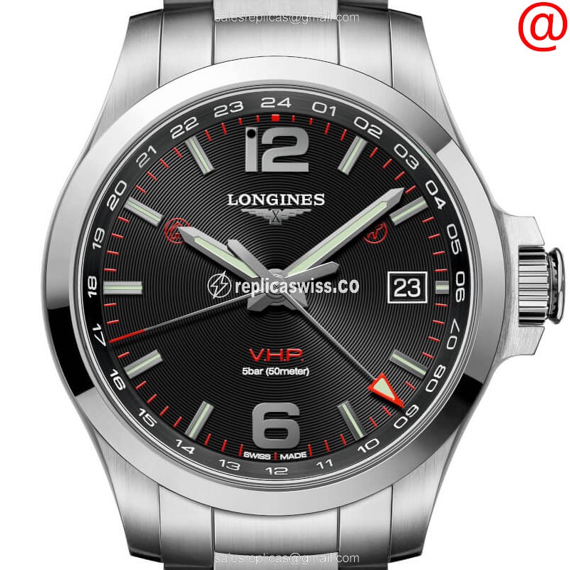 Longines CONQUEST Replica - Quartz - Stainless Steel - Black Dial - Silver Clasp - Luxury Replica CONQUEST Watch