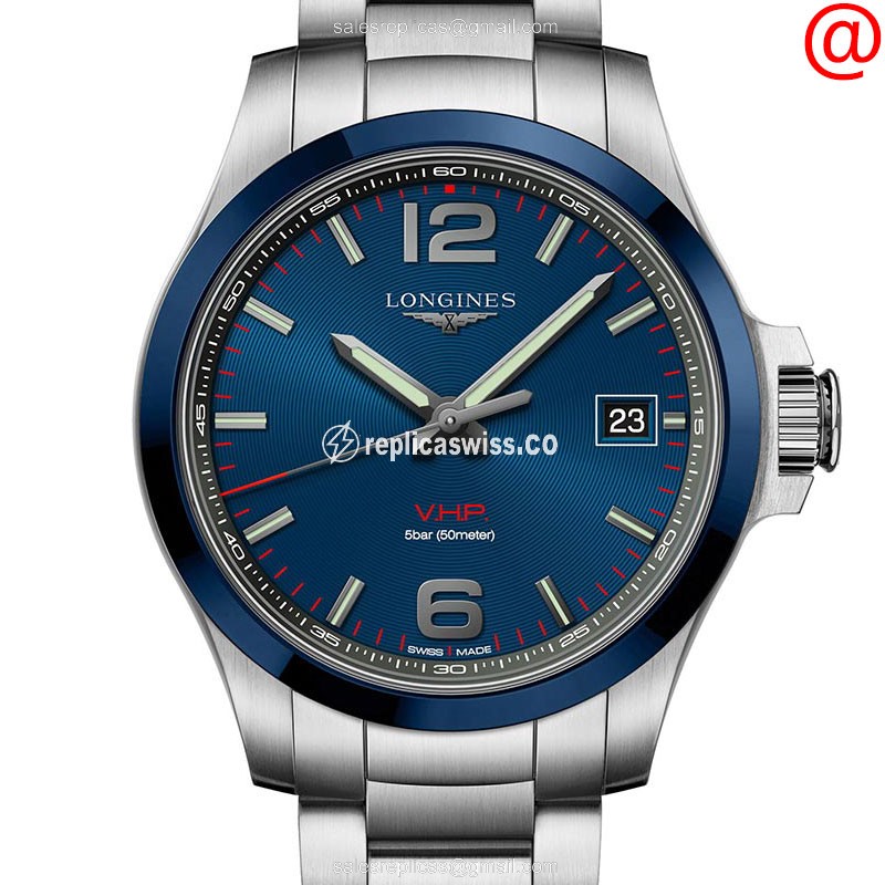 Longines Conquest Replica - Quartz - Ceramic - Blue Dial - Silver Clasp