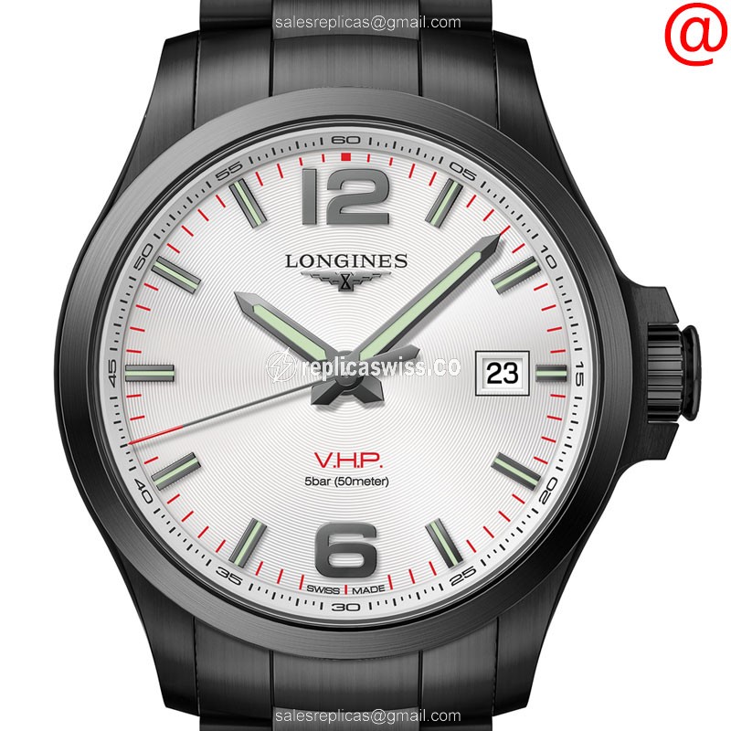 Longines CONQUEST Quartz Silver Dial - Stainless Steel Case & Black Band - Luxury Replica CONQUEST Watch