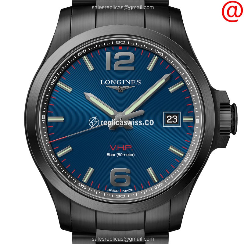Longines CONQUEST Quartz - Steel Case, Blue Dial - Black Steel Strap