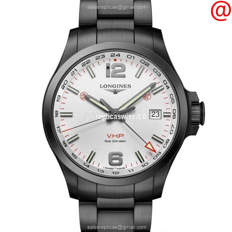 Longines CONQUEST Quartz - Silver Dial - Stainless Steel Case, Black Strap - Luxury Replica CONQUEST Watch