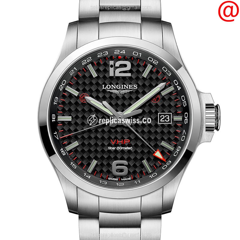 Longines CONQUEST Replica - Quartz - Stainless Steel Case - Black Dial - Silver Clasp - Luxury Replica CONQUEST Watch