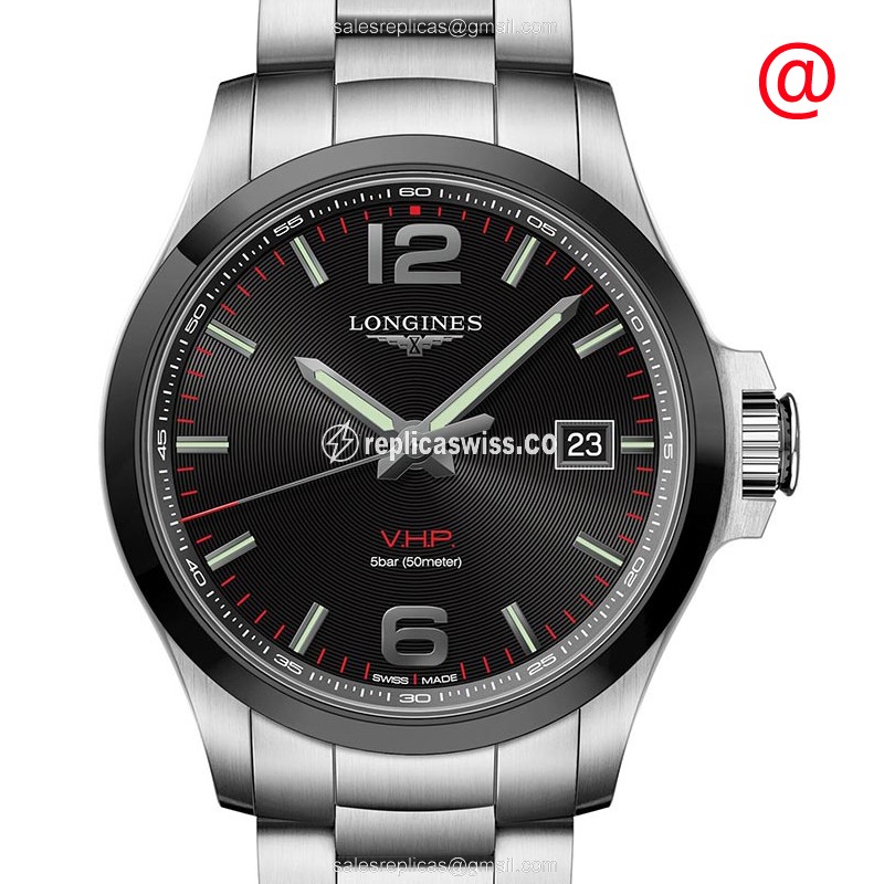 Longines CONQUEST Replica - Quartz - Black Dial, Steel Case, Silver Clasp - Luxury  Watch