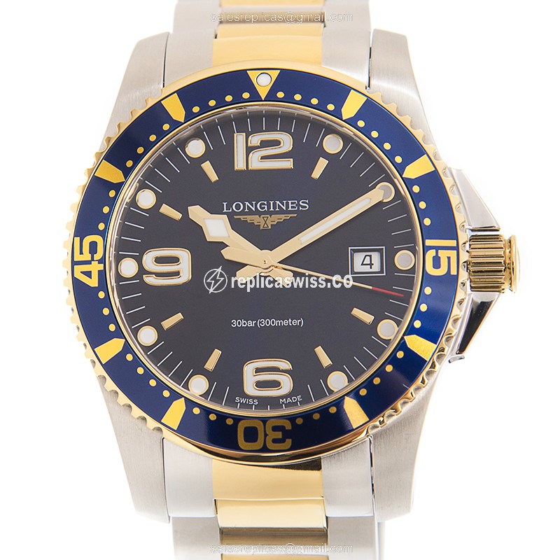 Longines CONQUEST Replica - Quartz - Gold-Plated Case - Blue Dial - Steel Strap