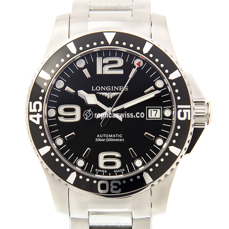 Longines CONQUEST Replica - Automatic - Black Dial - Steel Case - Silver Strap - Luxury Replica CONQUEST Watch
