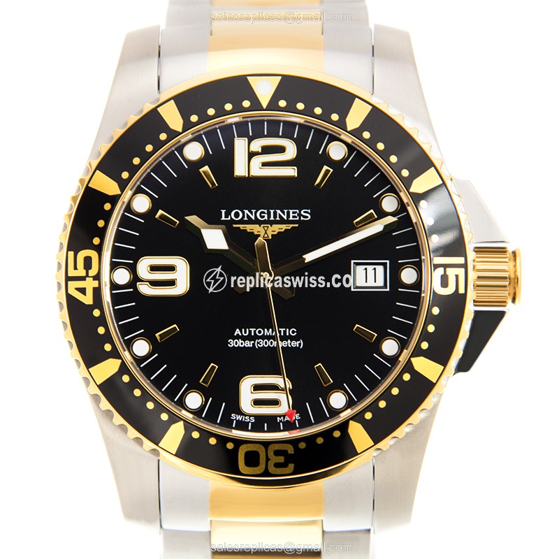 Longines CONQUEST Replica - Automatic - Steel Case - Black Dial | Gold Clasp