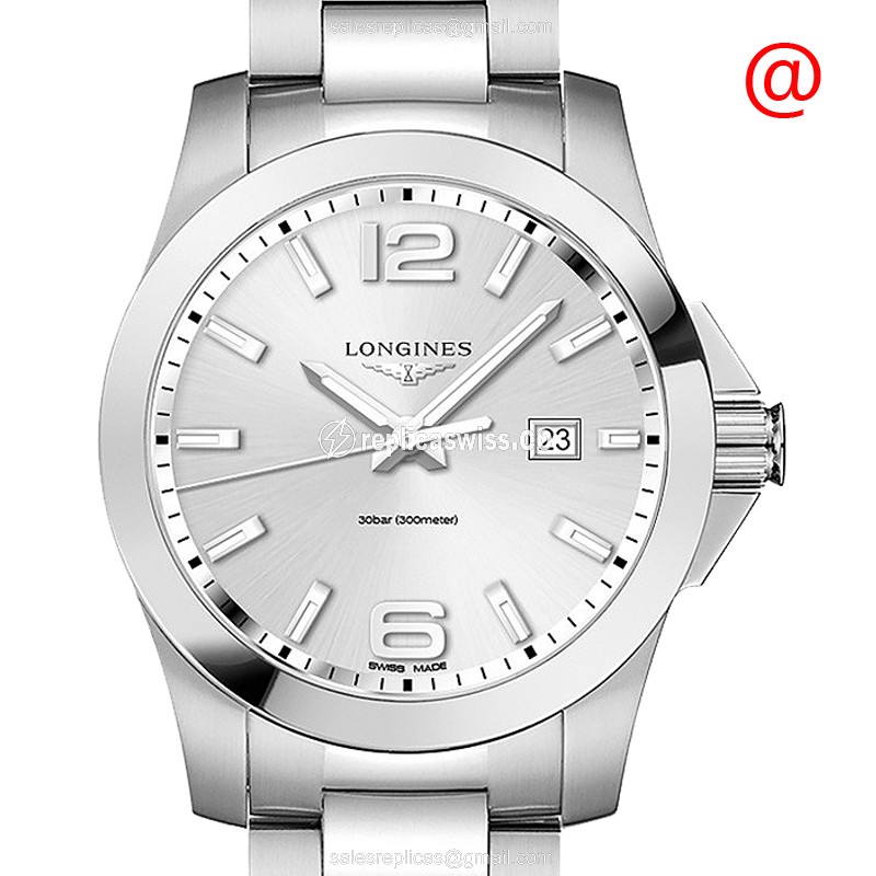 Longines CONQUEST Replica - Quartz - Stainless Steel Case, Silver Dial, Silver Clasp - Luxury Replica CONQUEST Watch