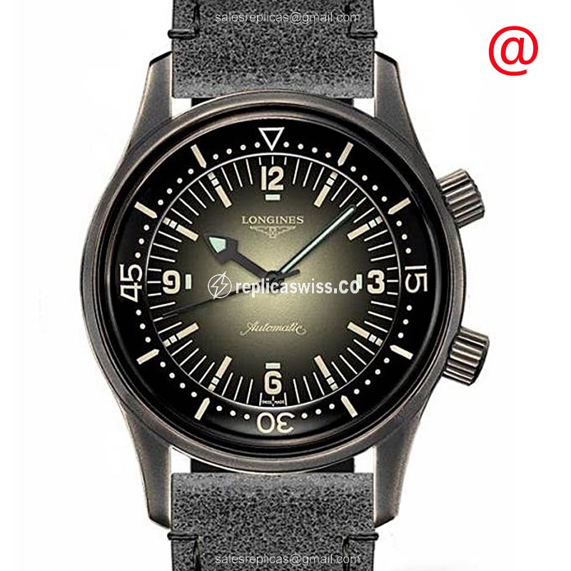 Longines Heritage Classic - Automatic - Steel Case - Black Dial on Leather Strap - Luxury Replica HERITAGE CLASSIC Watch