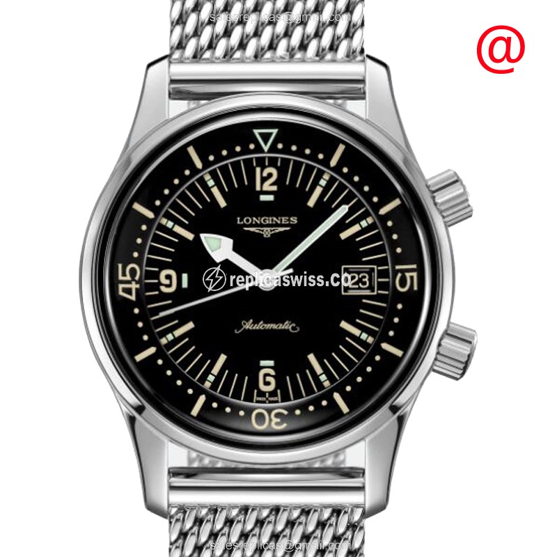 Longines Heritage Classic Replica - Automatic - Steel Case - Black Dial, Silver Strap