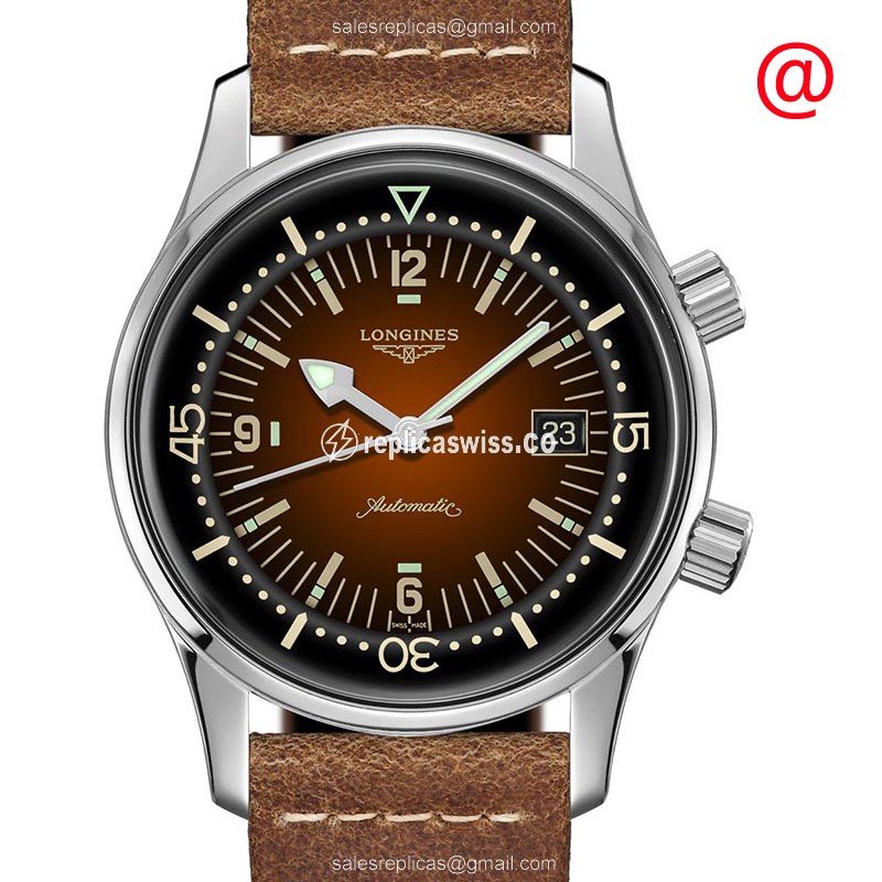 Longines Heritage Classic Replica - Automatic - Steel Case - Brown Dial, Leather Strap
