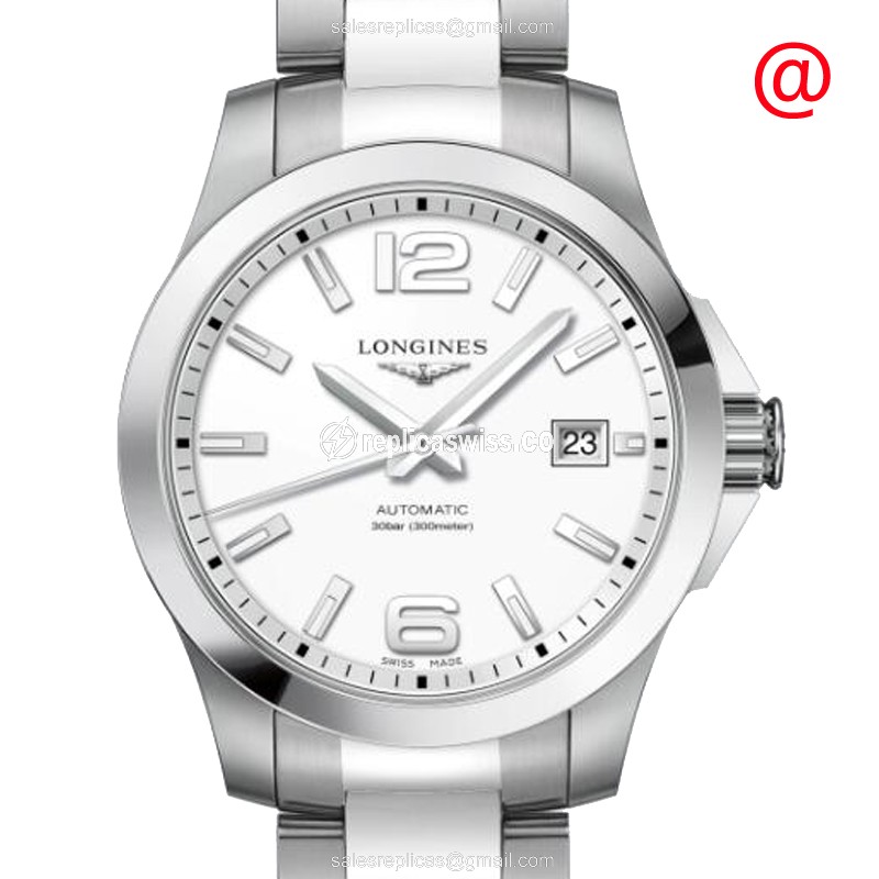 Longines CONQUEST Replica - Automatic - Steel Case - White Dial, Silver Clasp - Luxury Replica CONQUEST Watch