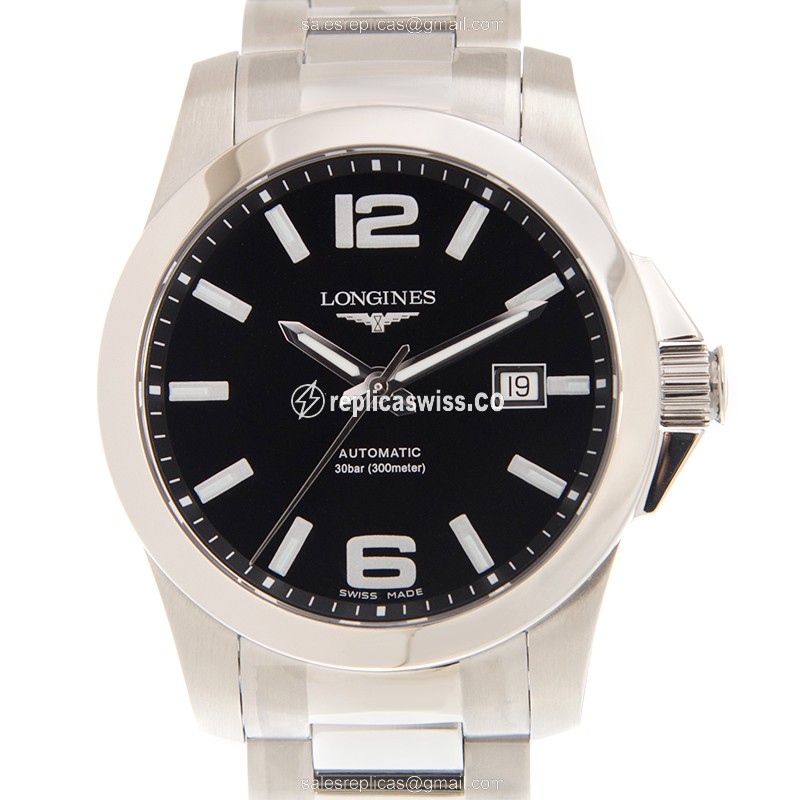 Longines CONQUEST Replica - Automatic - Stainless Steel - Black Dial - Luxury Replica CONQUEST Watch