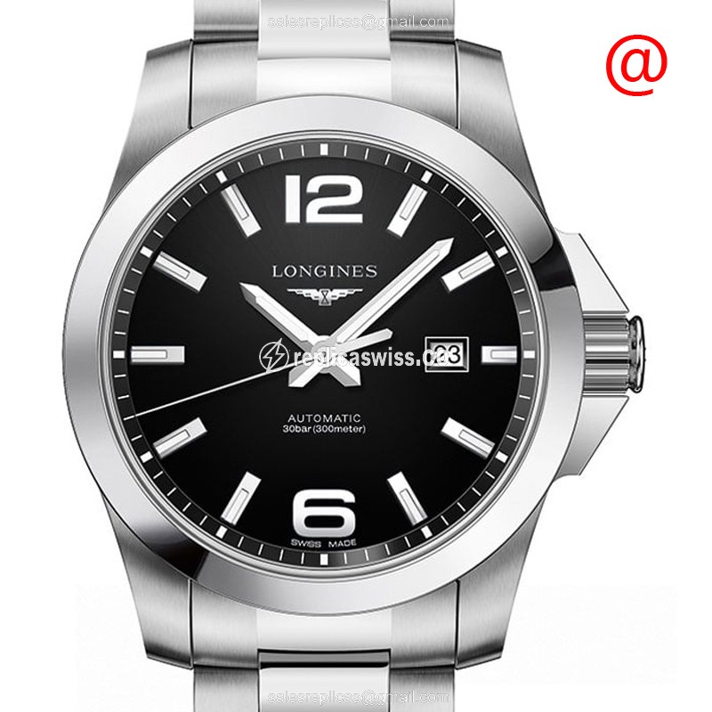 Longines Conquest Replica - Automatic - Steel - Black Dial - Silver Strap - Luxury Replica CONQUEST Watch