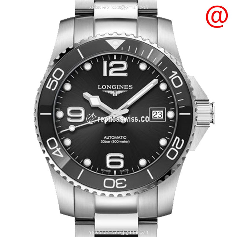 Longines CONQUEST Replica - Automatic - Ceramic Case - Black Dial on Silver Steel Strap